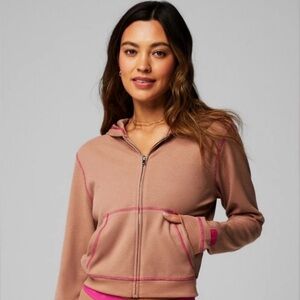 Fabletics Tan Hoodie with Pink Details